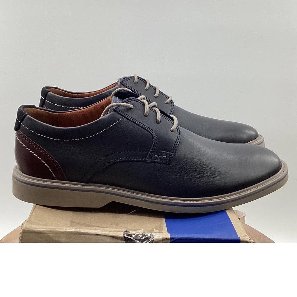 Clarks Collection Radcliff Low Mens Navy Leather Derby Dress Shoes 9.5 M NEW